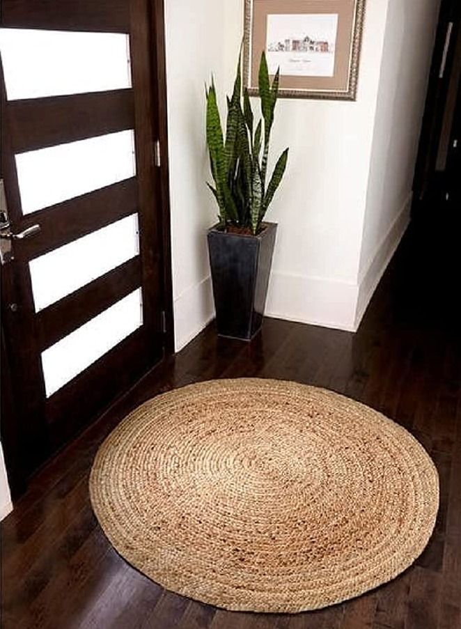 LINGWEI Natural Jute Rug Carpet Jute Carpet Hand Jute Carpet For Living room Bedroom Hallway Hand Made Area Jute Carpet Doormat Natural Braided Floor Mat For Kitchen Seagrass Rug