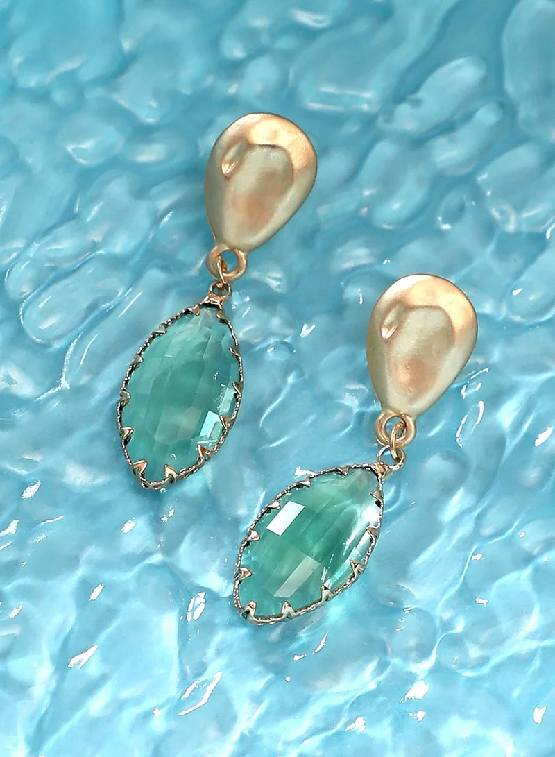 سوهي أقراط متدلية ماركيز جليم للنساء بلون أخضر زمردي من خليط معدني بحجر صناعي وإغلاق ضاغط للمناسبات الكاجوال والسهرة