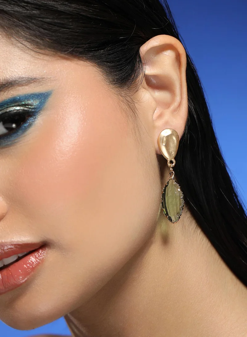 Sohi  Women The Marquise-Gleam Drop Earrings | Kelly Green Colour | One-Size | Artificial Stone Alloy Material | Push Back Closure | Earrings For Casual & Evening Wear for Women | Best Price UAE