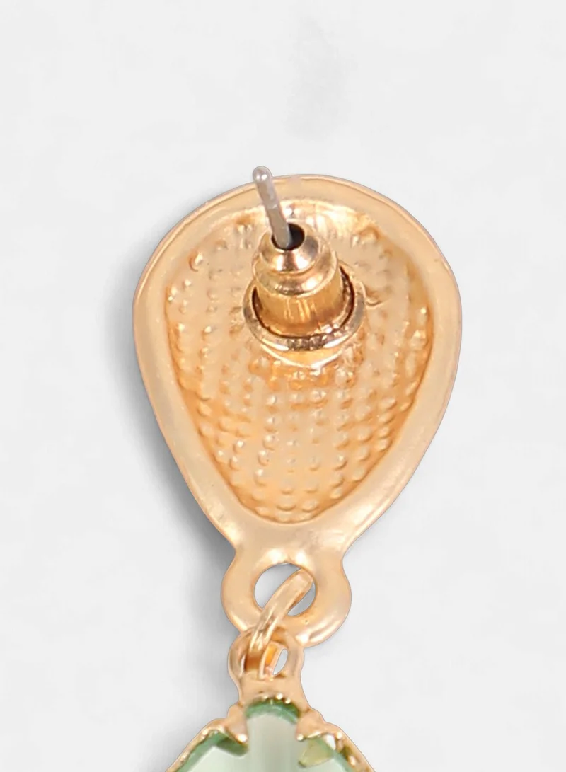 Sohi  Women The Marquise-Gleam Drop Earrings | Kelly Green Colour | One-Size | Artificial Stone Alloy Material | Push Back Closure | Earrings For Casual & Evening Wear for Women | Best Price UAE