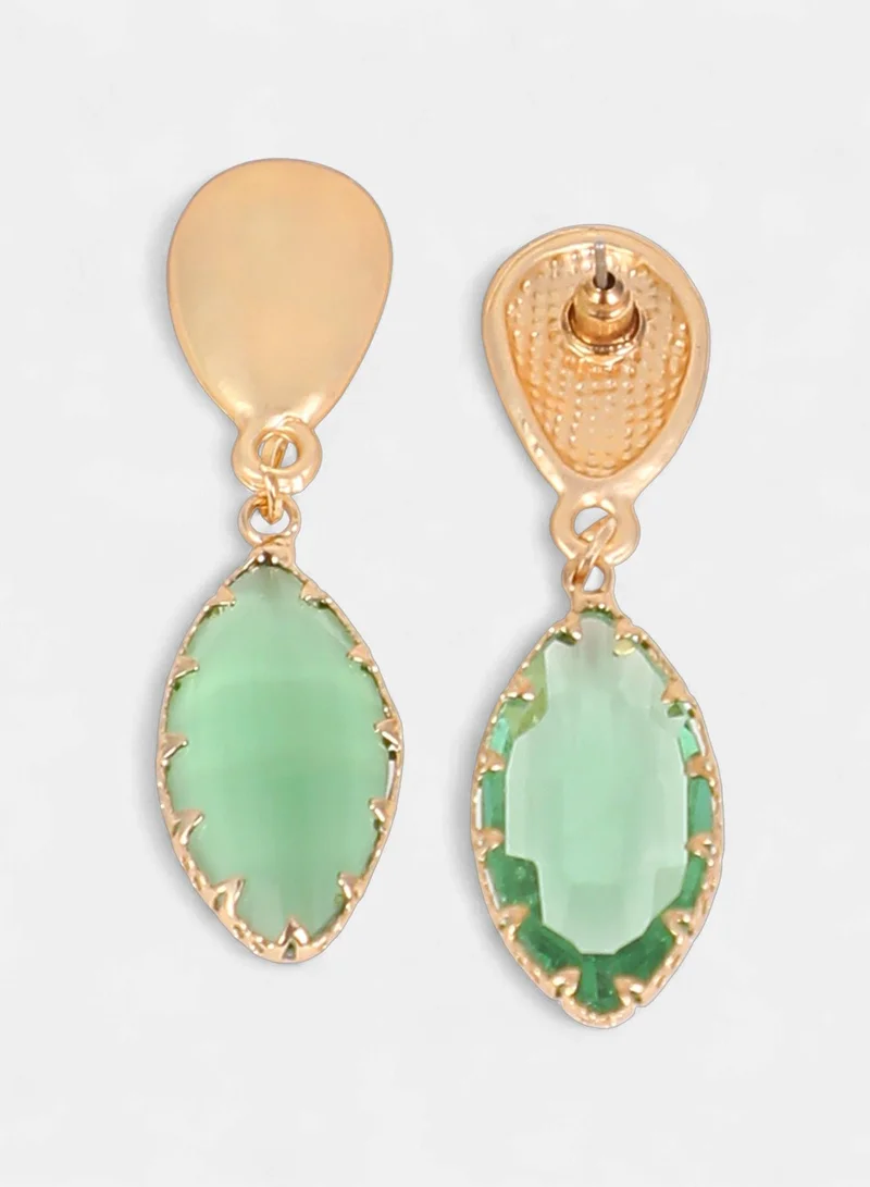 Sohi  Women The Marquise-Gleam Drop Earrings | Kelly Green Colour | One-Size | Artificial Stone Alloy Material | Push Back Closure | Earrings For Casual & Evening Wear for Women | Best Price UAE
