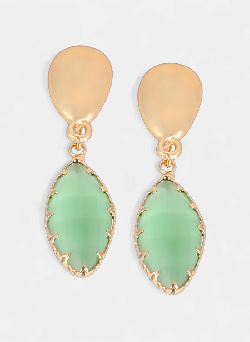 Sohi  Women The Marquise-Gleam Drop Earrings | Kelly Green Colour | One-Size | Artificial Stone Alloy Material | Push Back Closure | Earrings For Casual & Evening Wear for Women | Best Price UAE