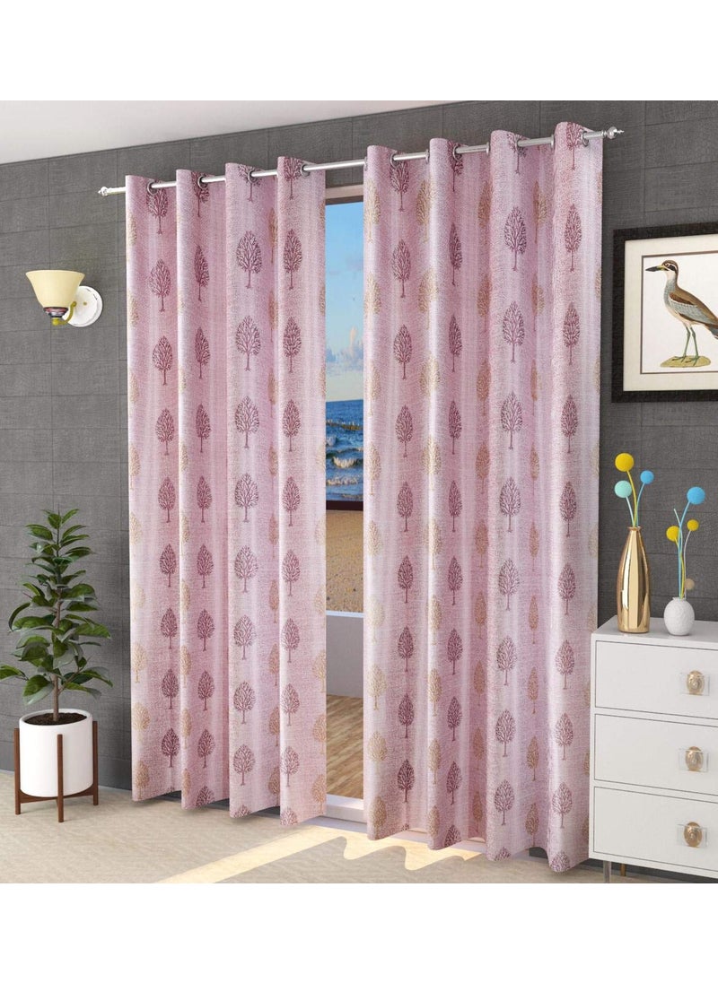AMI CREATION Ami Creation Polyresin Tree Print Light Filtering Semi Sheer Home Decorative Curtains for Balcony Living Room 10 feet Long Pink Set of 2  - Image 1