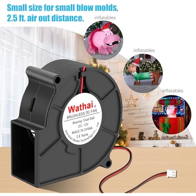 75MM X 30MM 12V BLOWER COOLING FAN DUAL BALL 12 VOLT DC CENTRIFUGAL FAN 2PIN FOR AMPLIFIER RV FRIDGE COMPUTER CASE VENTILATION OR PROJECT REPLACEMENT PART KIT - Image 2