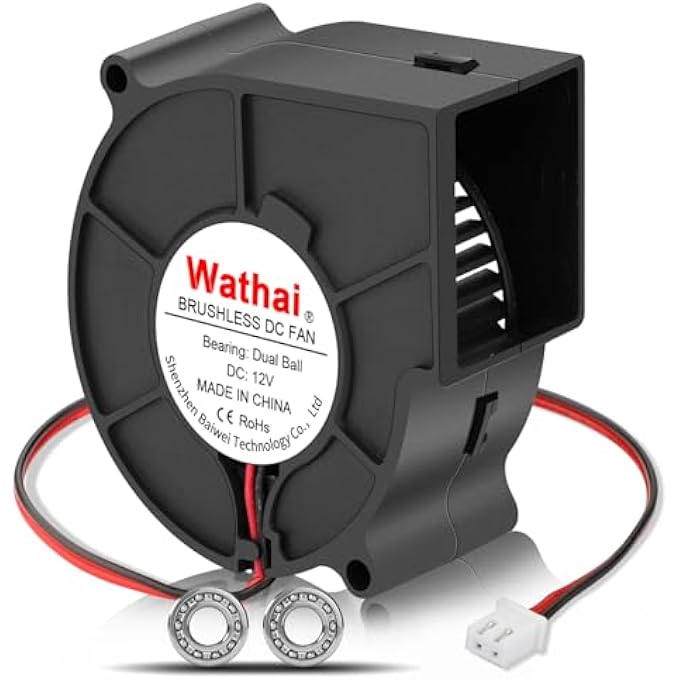 75MM X 30MM 12V BLOWER COOLING FAN DUAL BALL 12 VOLT DC CENTRIFUGAL FAN 2PIN FOR AMPLIFIER RV FRIDGE COMPUTER CASE VENTILATION OR PROJECT REPLACEMENT PART KIT - Image 1