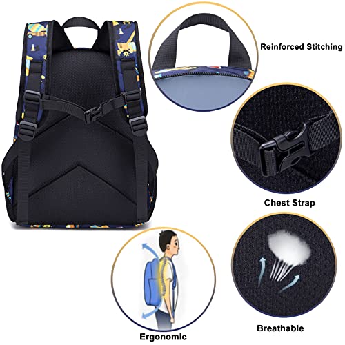 BTOOP Backpack for Kids Boys Girls Preschool Kindergarten Bookbag Set with Lunch Box Truck Toddler School Bag, navy Blue - Image 2