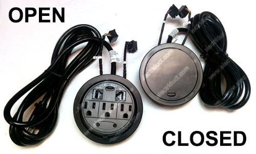 Electriduct Power Tap Grommet with Hidden Power Center w/ 3 Power & 2 CAT6 - Black (Pack of 2)  - Image 2