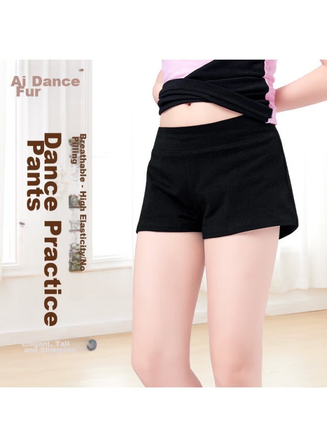 Aiwuge Children's Dance Shorts, Black Flat-angle Shorts, Ballet Leggings, Practice Shorts, Black, Size 130 - Image 1