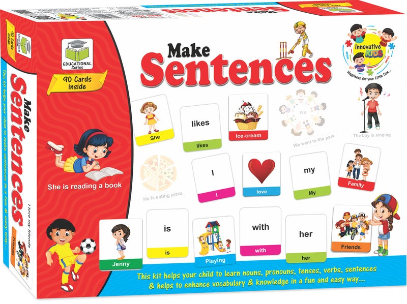 Smart Picks Educational Make a Sentence Puzzle for Kids, 90 Pieces, Learning Nouns Pronouns Verbs Tenses Vocabulary - Image 1