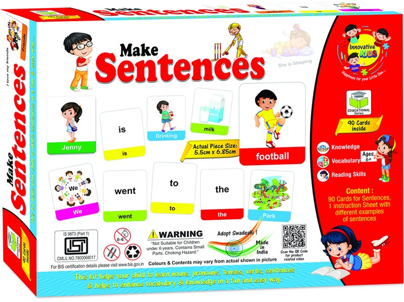 Smart Picks Educational Make a Sentence Puzzle for Kids, 90 Pieces, Learning Nouns Pronouns Verbs Tenses Vocabulary - Image 2