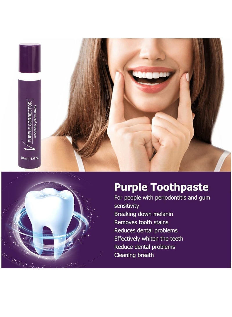 إيلهو مصحح أرجواني 50 مل، معجون أسنان لتبييض الأسنان، تنظيف الأسنان الصفراء، مصحح اللون وإزالة البقع بشكل فعال، العناية بصحة الفم - Image 4