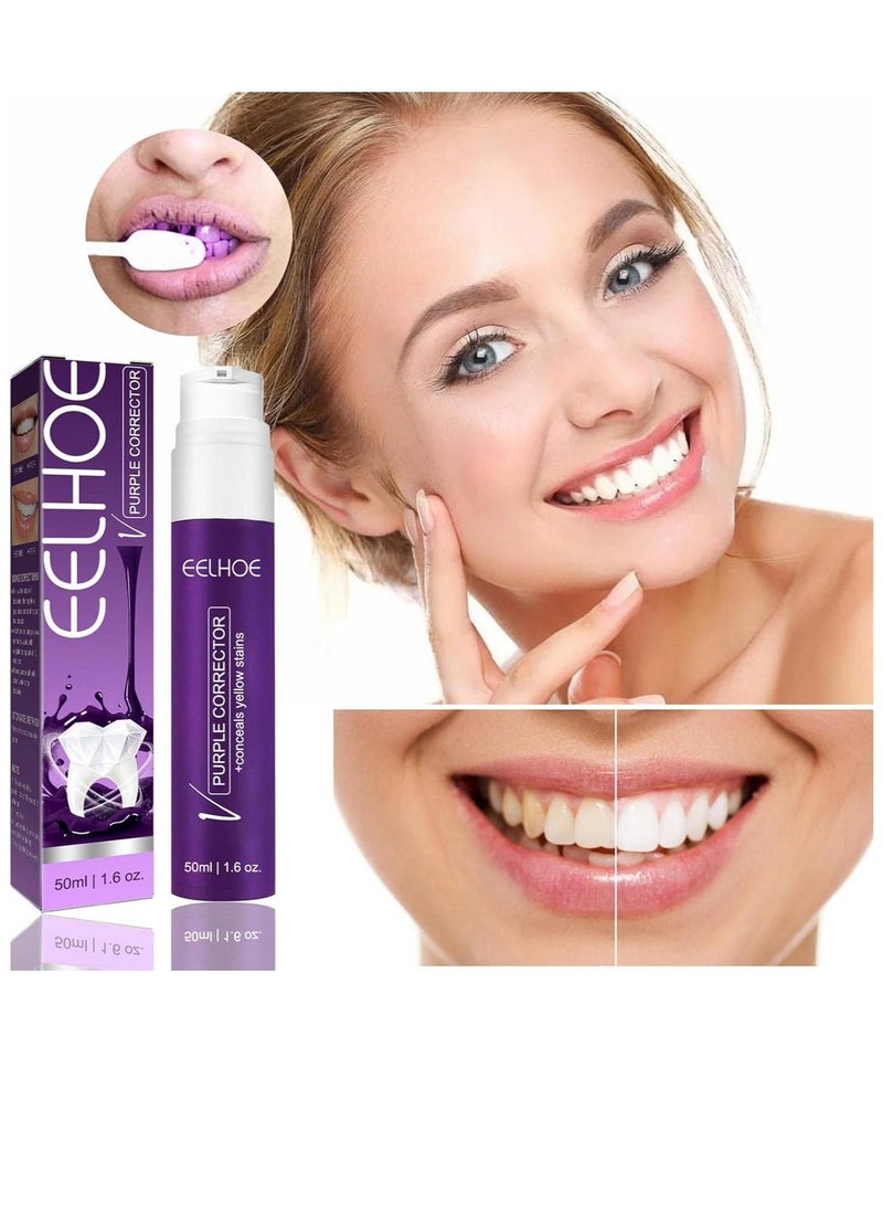 إيلهو مصحح أرجواني 50 مل، معجون أسنان لتبييض الأسنان، تنظيف الأسنان الصفراء، مصحح اللون وإزالة البقع بشكل فعال، العناية بصحة الفم - Image 5
