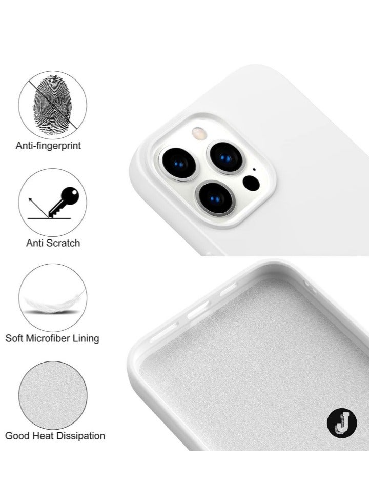 JAJEEK "Premium Soft Liquid Silicone Case for iPhone 16 Pro – Silky Soft Touch Full-Body Protective Bumper (White)" - Image 4