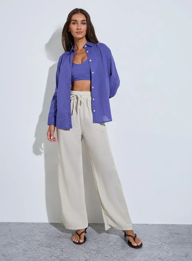 ستايلي Purple Longline Shirt and Bralette Top Set