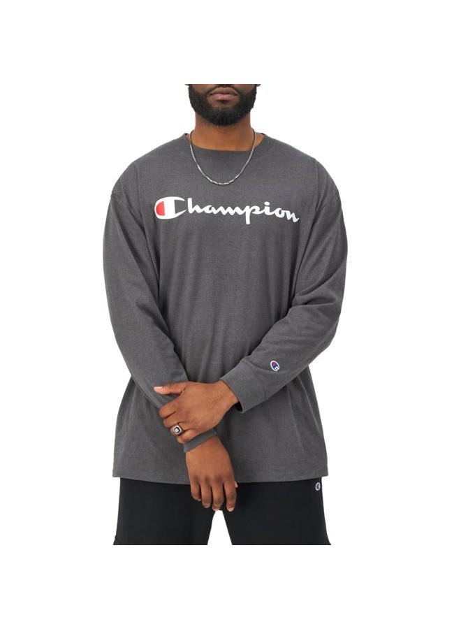 Champion Men's Classic Graphic Long Sleeve Tee T-Shirt, Granite Heather, XXL - Image 5