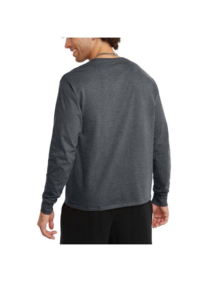 Champion Men's Classic Graphic Long Sleeve Tee T-Shirt, Granite Heather, XXL - Image 2