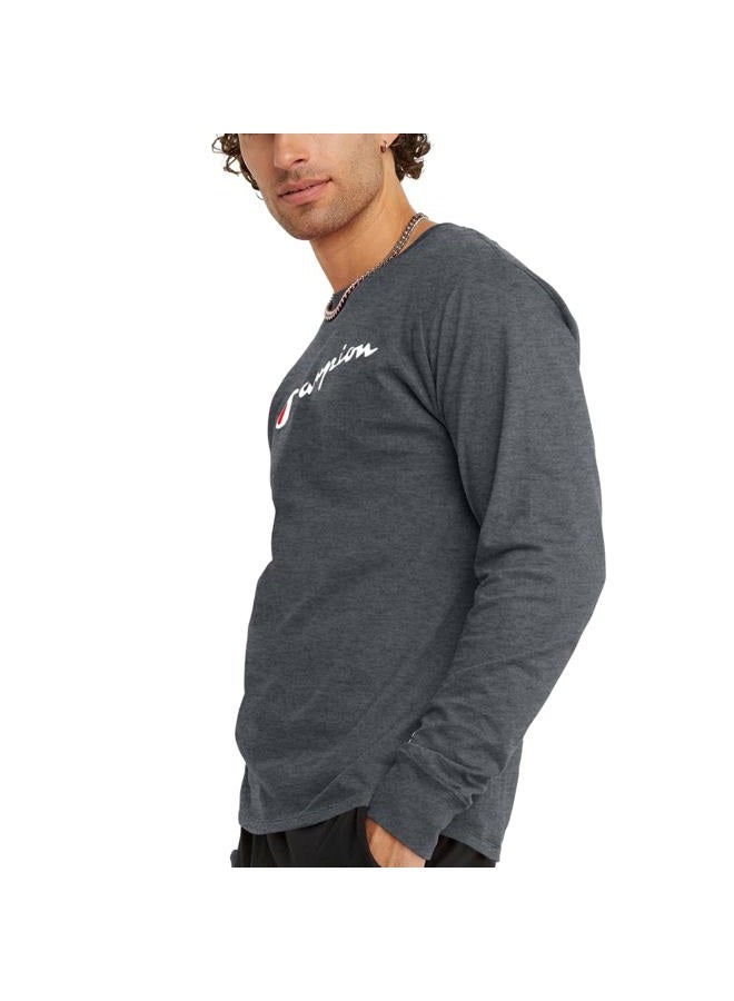Champion Men's Classic Graphic Long Sleeve Tee T-Shirt, Granite Heather, XXL - Image 4