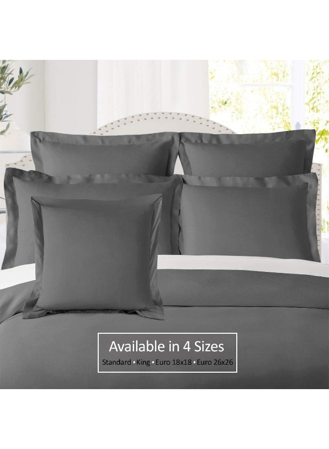 Nestl Nestl Soft Pillow Shams Set of 2 - Double Brushed Microfiber Pillow Covers - Hotel Style Premium Bed Pillow Cases, with 1.5” Decorative Flange, Euro 26"x26" - Gray  - Image 2
