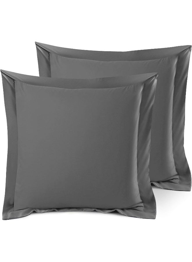 Nestl Nestl Soft Pillow Shams Set of 2 - Double Brushed Microfiber Pillow Covers - Hotel Style Premium Bed Pillow Cases, with 1.5” Decorative Flange, Euro 26"x26" - Gray  - Image 1