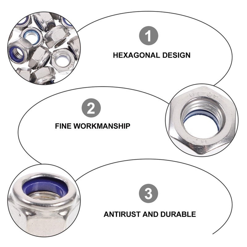 304 Stainless Steel Nylon Insert Locknuts 20pcs Metric Threaded Lock Nuts for Industrial Automotive - Image 4