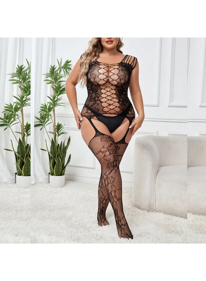 4basix Women’s Body Stocking Lingerie – One-Size Fishnet Mesh Bodystocking Teddy Bodysuit, Stretchy Seamless Babydoll Style Nightwear for Comfortable Fit, Black - Image 5