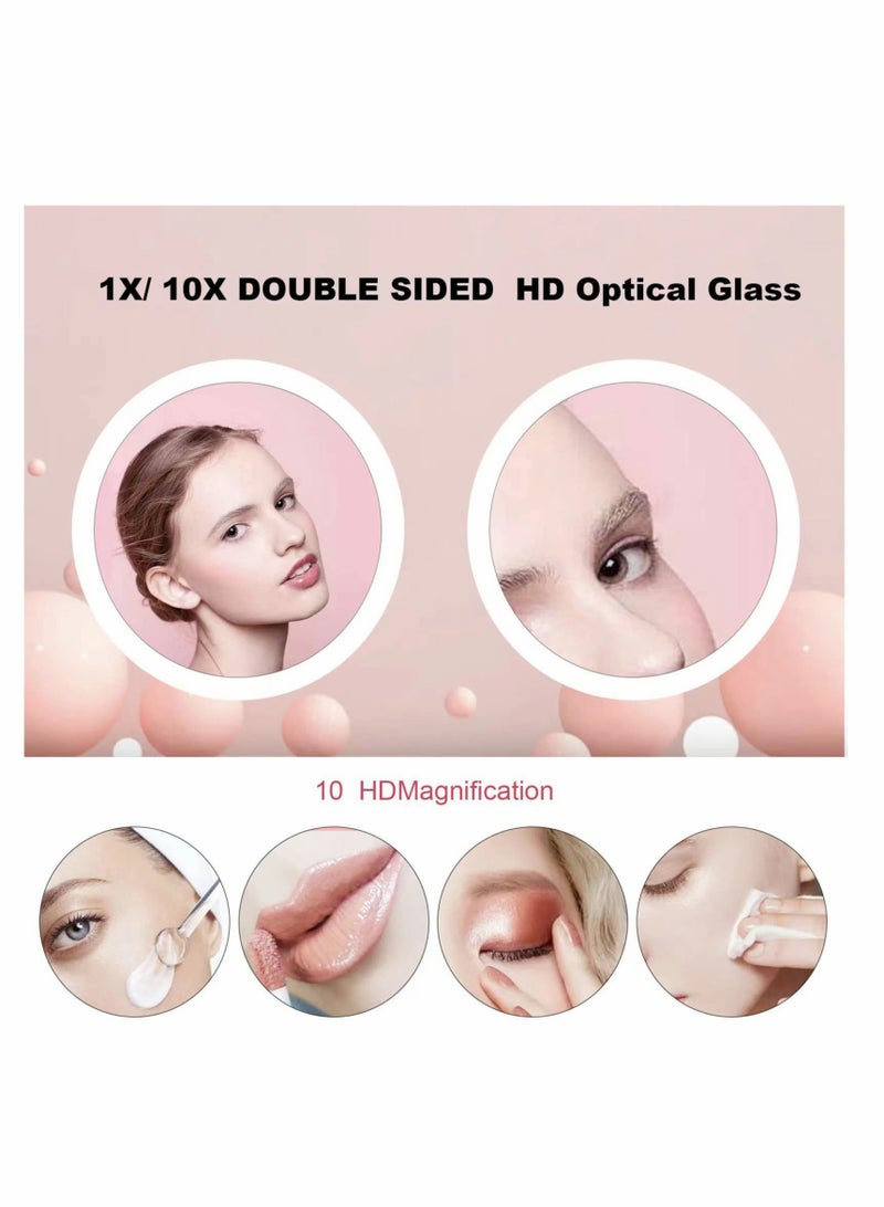 LED Lighted Makeup Mirror, 1x/10x Magnification Double-Sided Vanity Mirror with Lights, 6.3-Inch Folding Mirror for Travel and Home Use (White) - Image 5