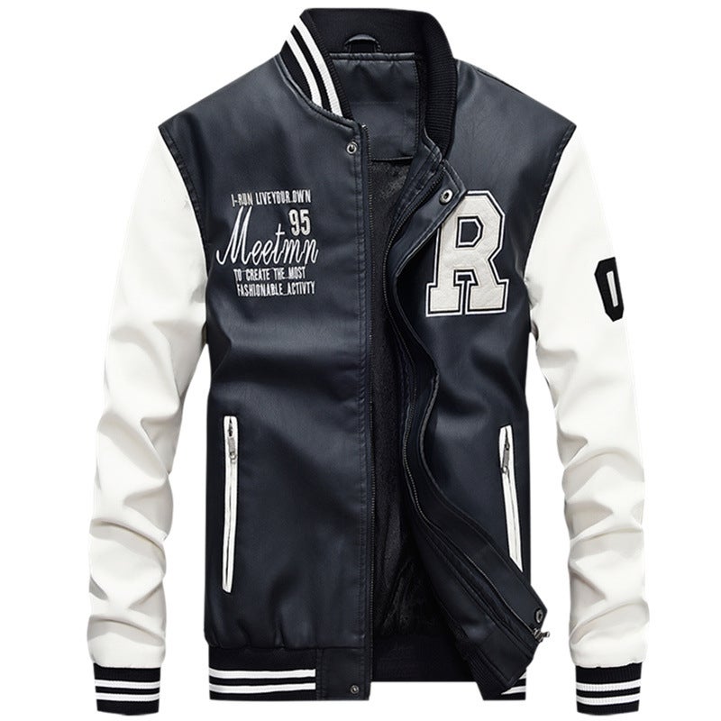 Men'S Leather Baseball Uniform Pu Casual Jacket 7701 Light Board - Image 4