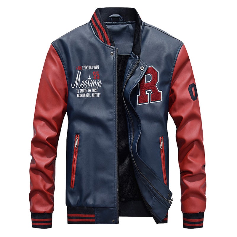 Men'S Leather Baseball Uniform Pu Casual Jacket 7701 Light Board - Image 3