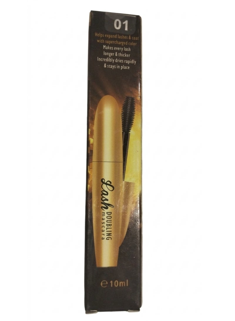 ماسكارا لاش دابلينج (Lash Doubling) إصدار 01 – لتكثيف الرموش ومضاعفة طولها بتركيبة سوبر تشارج سريعة الجفاف.
