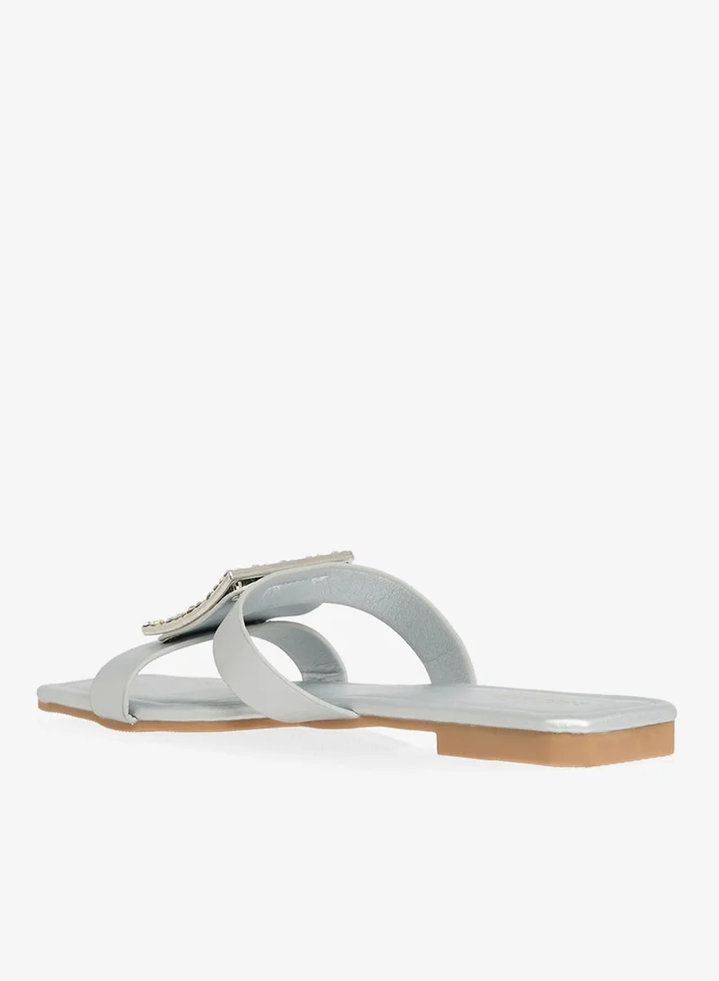 Khizana Silver Diamante Flat Sandal for Women | Best Price UAE