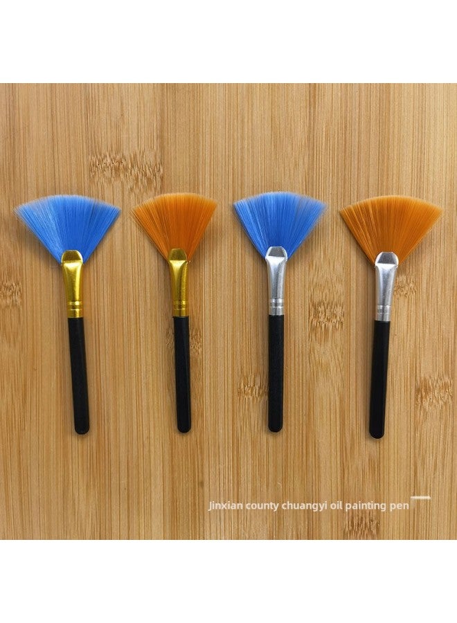 إسكدنيا Computer Cleaning Brush Flat Rod Round Rod Fan Brush Five Finger Brush Large Head Brush Telescopic Brush Keyboard Brush Small Household Appliance Dust Brush-Color:Flat Rod White Tube Blue Hair Fan B  - Image 3