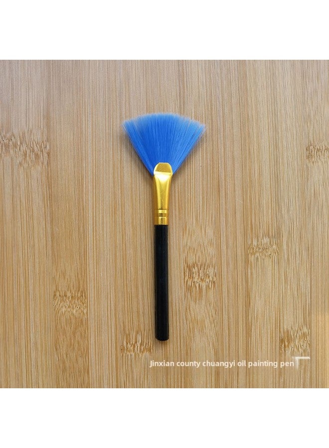 إسكدنيا Computer Cleaning Brush Flat Rod Round Rod Fan Brush Five Finger Brush Large Head Brush Telescopic Brush Keyboard Brush Small Household Appliance Dust Brush-Color:Flat Rod White Tube Blue Hair Fan B  - Image 4