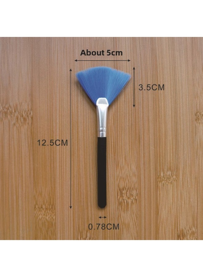 إسكدنيا Computer Cleaning Brush Flat Rod Round Rod Fan Brush Five Finger Brush Large Head Brush Telescopic Brush Keyboard Brush Small Household Appliance Dust Brush-Color:Flat Rod White Tube Blue Hair Fan B  - Image 1