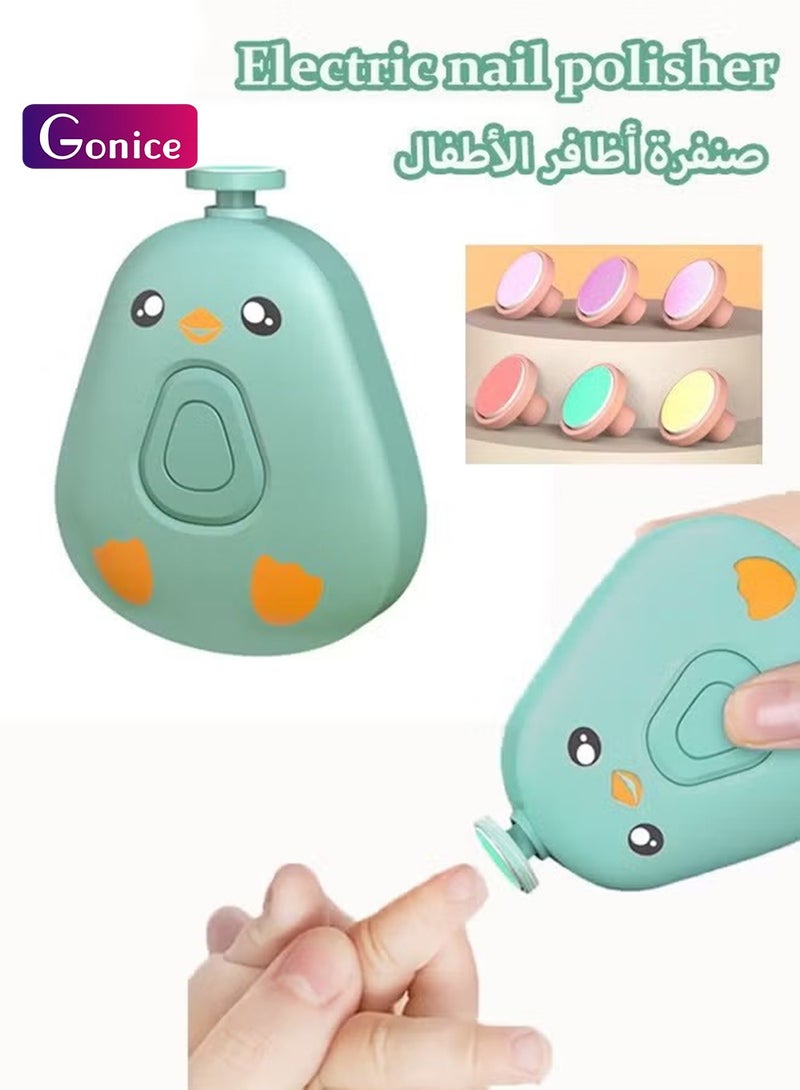 جونيس تلميع الأظافر الكهربائية مقطع الأظافر للأطفال مقطعات الأظافر الكهربائية مقاومة للرش مع 6 رؤوس طحن - Image 1