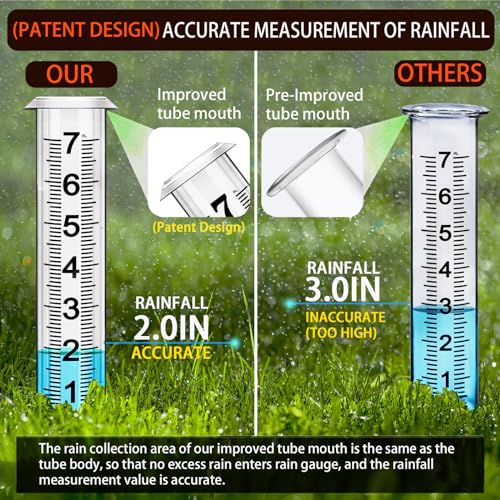 JMBay Rain Gauge Outdoor, Accurate rain gauges Outdoors Best Rated, Tall rain Gauge for Yard with Stake, Decorative rain Measure Gauge for Garden, Deck, Lawn with Large Numbers, Adjustable Height - Image 2