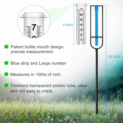 JMBay Rain Gauge Outdoor, Accurate rain gauges Outdoors Best Rated, Tall rain Gauge for Yard with Stake, Decorative rain Measure Gauge for Garden, Deck, Lawn with Large Numbers, Adjustable Height - Image 5