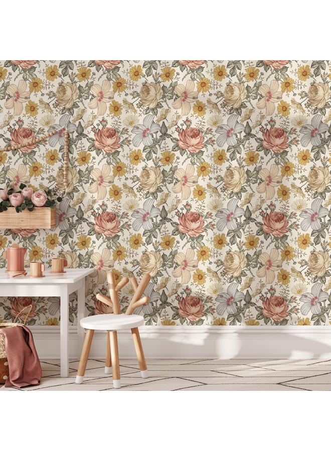 Bluejw Retro Flowers Tear That Wallpaper, Plant Murals, Wall Stickers, Wallpaper, Home Decoration - Image 3