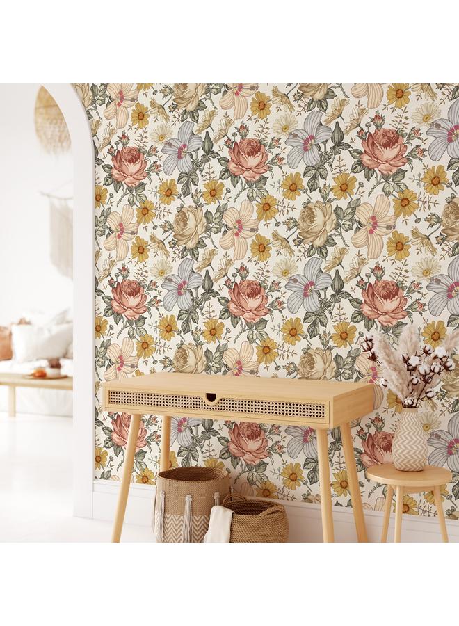 Bluejw Retro Flowers Tear That Wallpaper, Plant Murals, Wall Stickers, Wallpaper, Home Decoration - Image 4