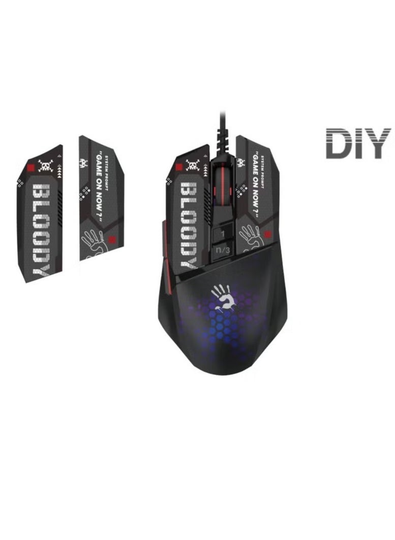 Bloody - W60 Max Mini Gaming Mouse Honeycomb -4 Core Activated – BC3332-A Sensor (12,000 CPI, 8000 FPS，250 IPS, and 35G acc ) – Self-Customize RGB Animation – 4 Types LOD Setting Switch – 2000 Hz Report Rate – 4M onboard memory For Macro – Removable Extra Shell And FREE Anti-sweat grip tapes - Image 1