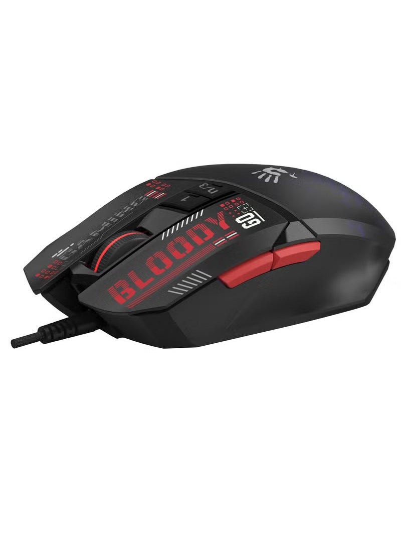 Bloody - W60 Max Mini Gaming Mouse Honeycomb -4 Core Activated – BC3332-A Sensor (12,000 CPI, 8000 FPS，250 IPS, and 35G acc ) – Self-Customize RGB Animation – 4 Types LOD Setting Switch – 2000 Hz Report Rate – 4M onboard memory For Macro – Removable Extra Shell And FREE Anti-sweat grip tapes - Image 1