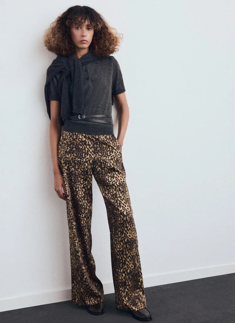 Mango  Leopard-print satin trousers for Women | Best Price UAE