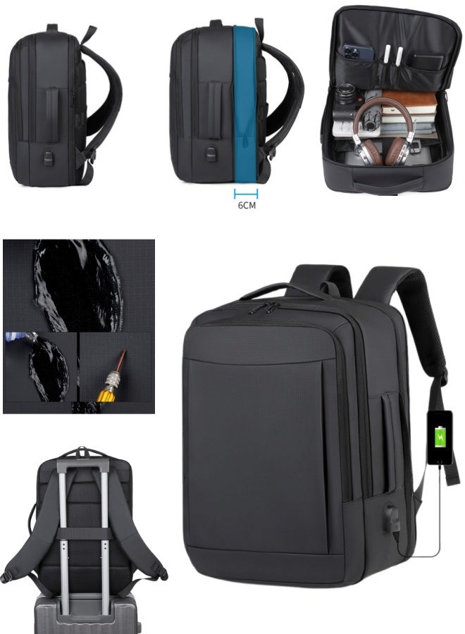 Bestpeak Business Laptop Backpack, PU Travel Bag with USB Charging Port, Waterproof, Expandable for 15.6-inch Notebook - Image 1