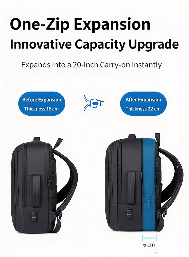 Bestpeak Business Laptop Backpack, PU Travel Bag with USB Charging Port, Waterproof, Expandable for 15.6-inch Notebook - Image 3
