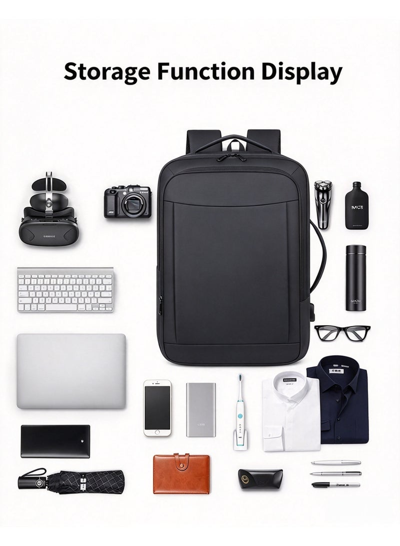 Bestpeak Business Laptop Backpack, PU Travel Bag with USB Charging Port, Waterproof, Expandable for 15.6-inch Notebook - Image 4