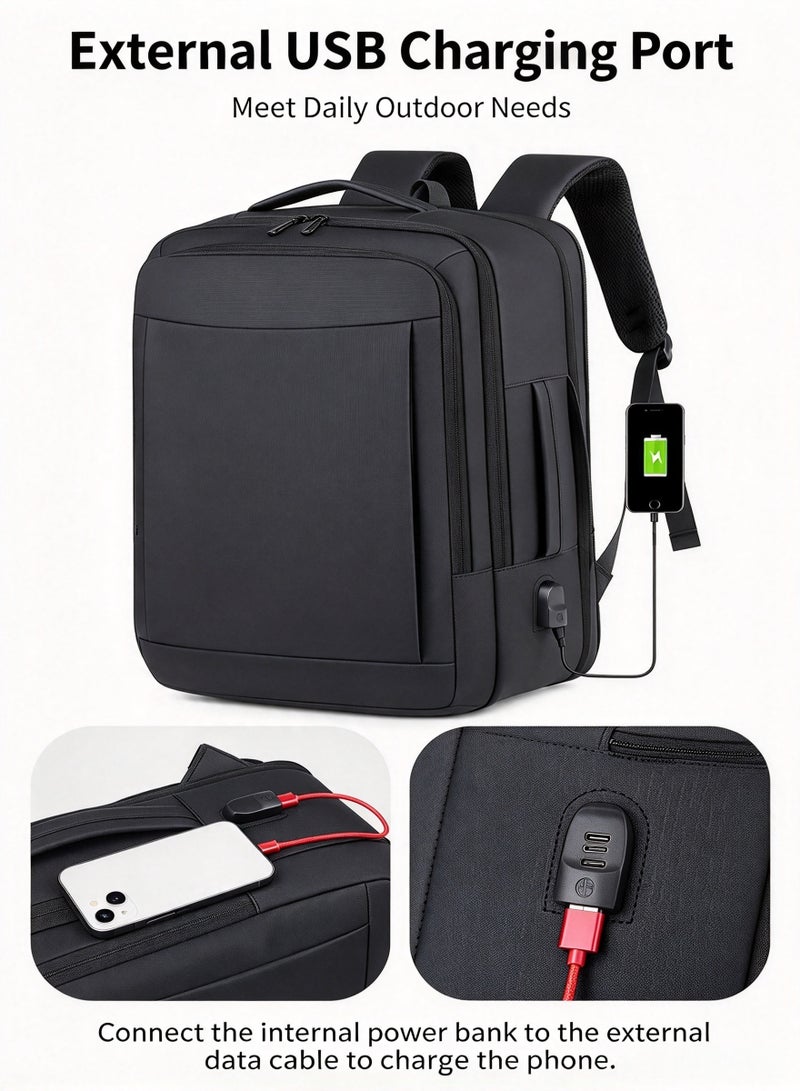 Bestpeak Business Laptop Backpack, PU Travel Bag with USB Charging Port, Waterproof, Expandable for 15.6-inch Notebook - Image 5