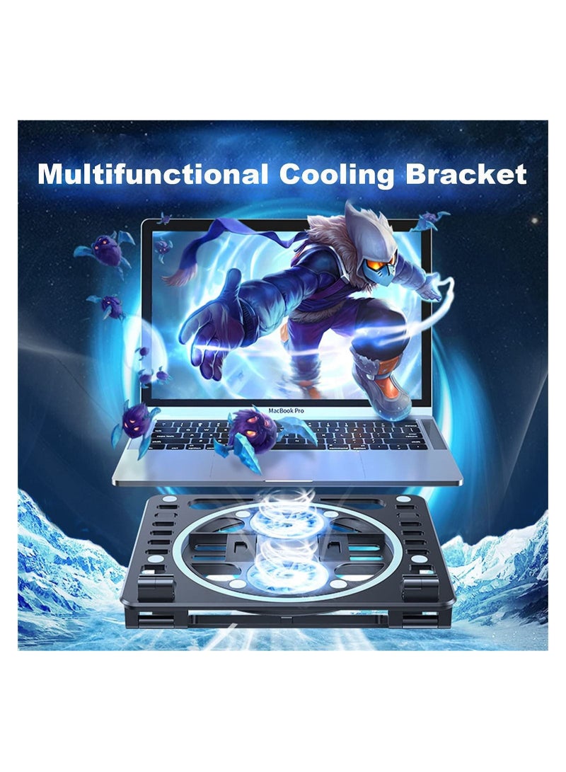 Laptop Stand Portable Ultra-Slim Quiet Laptop Cooler Pad Stand with 2 USB - C Powered Fans Fits 10-17 Inches Laptop for Different Sizes of laptops iPad Mobile Phone and Even Books - Image 2