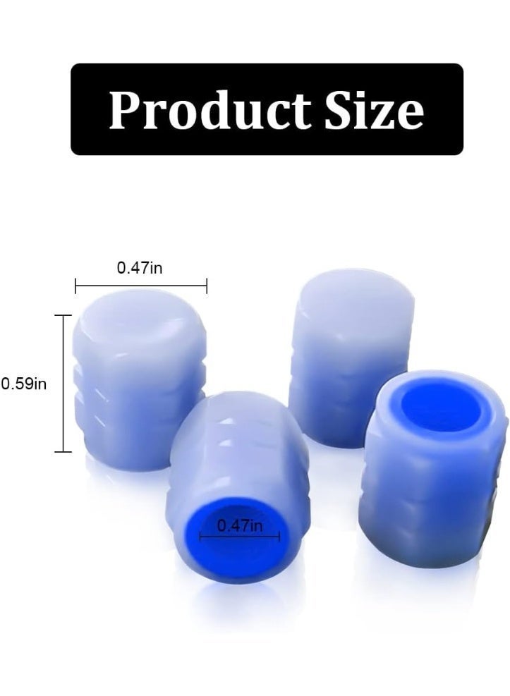 jaexest Luminous Tire Valve Stem Caps for Car 12PCS Fluorescent Glow in The Dark Air Caps Cover Illuminated Corrosion Resistant Tire Pressure Caps Universal for  SUV Motorcycle Bike Blue - Image 2