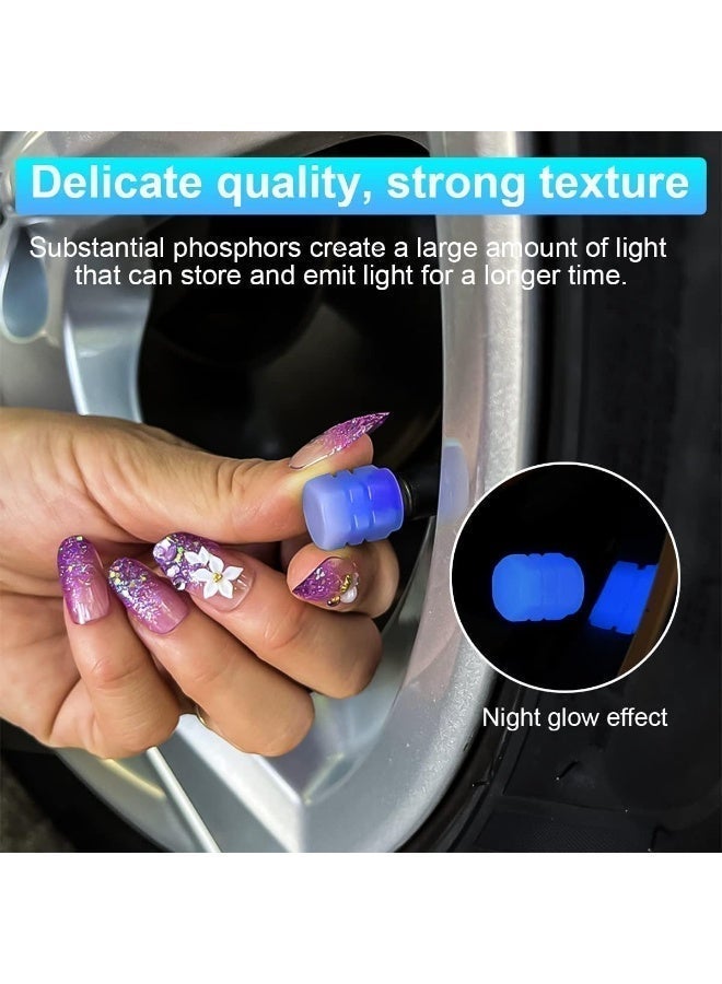 jaexest Luminous Tire Valve Stem Caps for Car 12PCS Fluorescent Glow in The Dark Air Caps Cover Illuminated Corrosion Resistant Tire Pressure Caps Universal for  SUV Motorcycle Bike Blue - Image 3