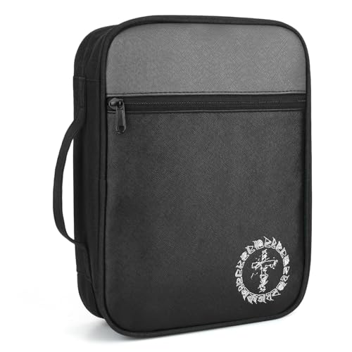 CDBXPRG Bible Cover, Bible Carrying Book Case for Women,Protective Church Organizer Holder Bag with Handle Pockets,Christian Gift for Girls Boy and Men Grey - Image 1
