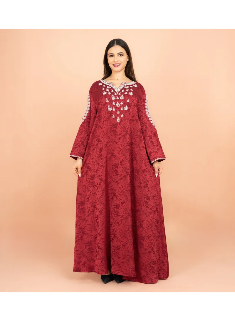 IKKXA  Classic Printed Jalabiya Cold Shoulder Crystal Designs for Women | Best Price UAE